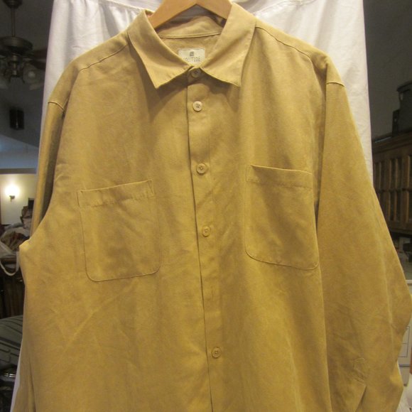 DRESS SHIRT SOLITUDE SUEDELIKE SHIRT, TAN LONG SLEEVES, XL WOMENS - Picture 1 of 8